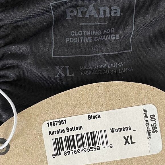 prAna Bikini Bottom Women Size XL Black High Rise High Leg Scrunch Butt Swimwear - Picture 10 of 14